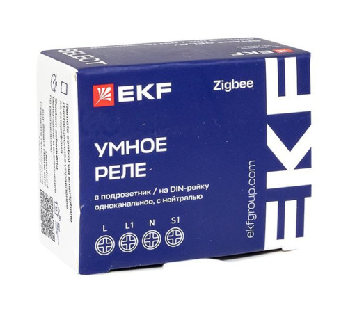 Реле умное в подрозетник 1-канальное Zigbee Connect Select с нейтралью EKF ssh-1g-zb