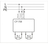 Реле напряжения CP-708 (однофазный; микропроцессорный; цифровая индикация напряжения; розеточный тип корпуса; для установки в монтажную коробку d60мм 150-300В 10А 1Z IP20) F&F EA04.009.008