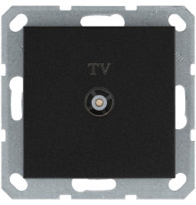 Розетка телевизионная проходная TV Ф9.5мм механизм антрацит Jasmart G6002B