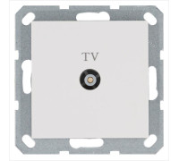 Розетка телевизионная оконечная TV Ф9.5мм механизм бел. глянцевый Jasmart G6001W