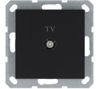 Розетка телевизионная проходная TV Ф9.5мм механизм черн. матов. soft touch Jasmart G6002PB