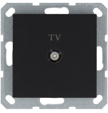 Розетка телевизионная проходная TV Ф9.5мм механизм черн. матов. soft touch Jasmart G6002PB