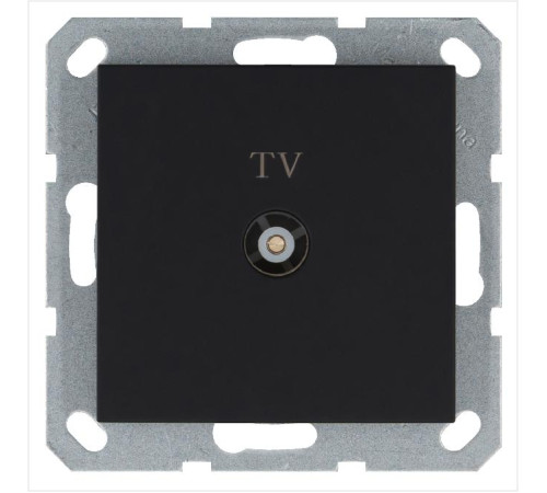 Розетка телевизионная оконечная TV Ф9.5мм механизм черн. матов. soft touch Jasmart G6001PB