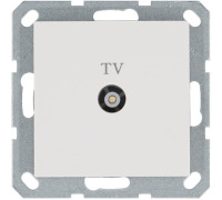 Розетка телевизионная проходная TV Ф9.5мм механизм бел. глянцевый Jasmart G6002W