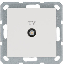 Розетка телевизионная проходная TV Ф9.5мм механизм бел. глянцевый Jasmart G6002W