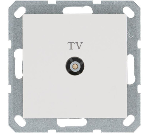 Розетка телевизионная проходная TV Ф9.5мм механизм бел. глянцевый Jasmart G6002W