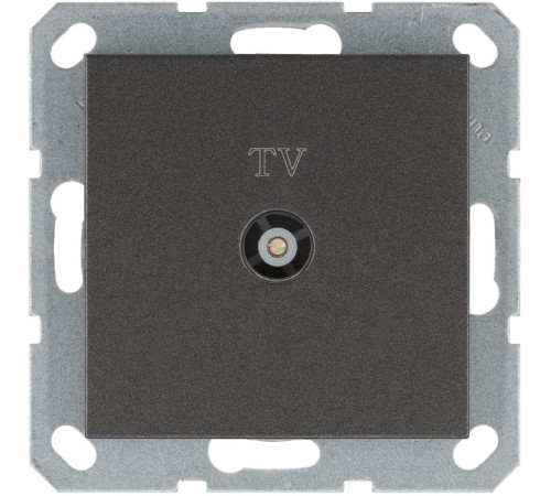 Розетка телевизионная проходная TV Ф9.5мм механизм мокко Jasmart G6002Z