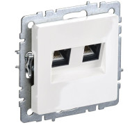 Розетка двойная СП RJ11+RJ45 кат.5E BRITE РК/Т12-БрБ бел. IEK BR-KT20-O-1-K01