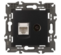 Розетка компьютерная + телевизионная 2-м Elegance 14-3110-05 RJ45 + TV IP20 механизм антрацит Эра Б0034318