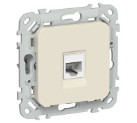 Розетка компьютерная СП FLITE РК5е-1-0-ФлСл RJ45 кат.5E UTP механизм сливочный IEK FI-K12-1-K86
