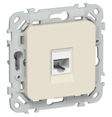 Розетка компьютерная СП FLITE РК5е-1-0-ФлСл RJ45 кат.5E UTP механизм сливочный IEK FI-K12-1-K86