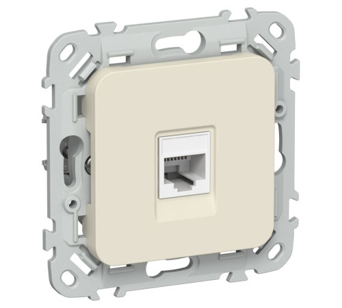 Розетка компьютерная СП FLITE РК5е-1-0-ФлСл RJ45 кат.5E UTP механизм сливочный IEK FI-K12-1-K86