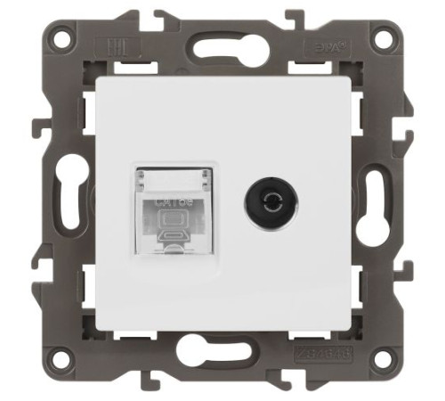 Розетка ЭРА Elegance 14-3110-01М RJ45+TV матов. бел. Эра Б0065767