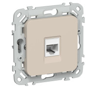 Розетка компьютерная СП FLITE РК5е-1-0-ФлЛ RJ45 кат.5E UTP механизм льняной IEK FI-K12-1-K88