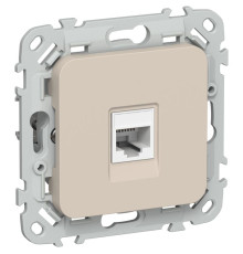 Розетка компьютерная СП FLITE РК5е-1-0-ФлЛ RJ45 кат.5E UTP механизм льняной IEK FI-K12-1-K88