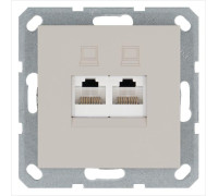 Розетка компьютерная 2-м RJ45 IP20 кат. 5E механизм тауп Jasmart G6106T