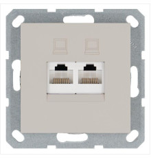 Розетка компьютерная 2-м RJ45 IP20 кат. 5E механизм тауп Jasmart G6106T