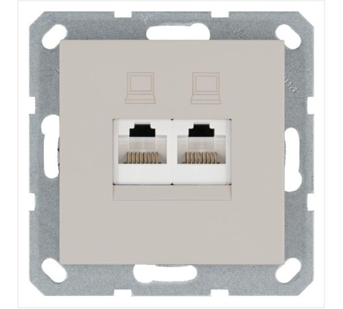 Розетка компьютерная 2-м RJ45 IP20 кат. 5E механизм тауп Jasmart G6106T