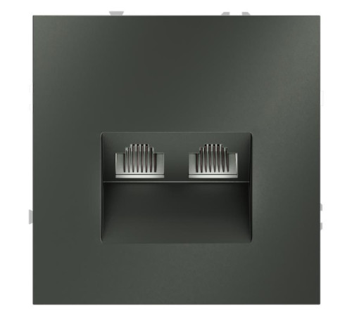 Розетка компьютерная 2-м СП S70 RJ45 + RJ45 кат.6 механизм титан Voltum VLS060206