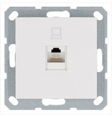 Розетка компьютерная 1-м RJ45 IP20 кат. 5E механизм бел. глянцевый Jasmart G6105W
