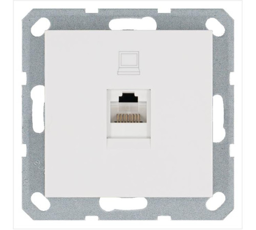 Розетка компьютерная 1-м RJ45 IP20 кат. 5E механизм бел. глянцевый Jasmart G6105W