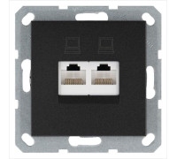 Розетка компьютерная 2-м RJ45 IP20 кат. 5E механизм антрацит Jasmart G6106B