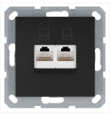 Розетка компьютерная 2-м RJ45 IP20 кат. 5E механизм антрацит Jasmart G6106B