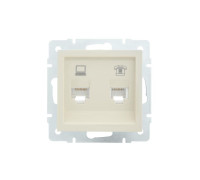 Розетка компьютерная + телефонная 1-м СП Vesna механизм крем. LEZARD 742-0388-143