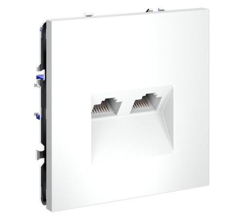 Розетка компьютерная 2-м СП S70 RJ45 + RJ45 кат.6 механизм бел. матов. Voltum VLS060202