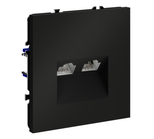 Розетка компьютерная 2-м СП S70 RJ45 + RJ45 кат.6 механизм черн. матов. Voltum VLS060208