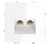 Розетка компьютерная 2-м СП S70 RJ45 + RJ45 кат.6 механизм бел. глянцевый Voltum VLS060201