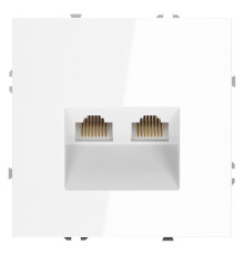 Розетка компьютерная 2-м СП S70 RJ45 + RJ45 кат.6 механизм бел. глянцевый Voltum VLS060201