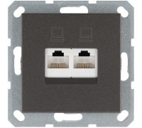 Розетка компьютерная 2-м RJ45 IP20 кат. 5E механизм мокко Jasmart G6106Z