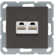 Розетка компьютерная 2-м RJ45 IP20 кат. 5E механизм мокко Jasmart G6106Z