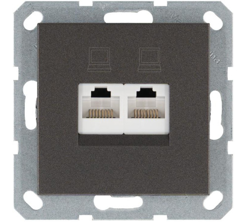 Розетка компьютерная 2-м RJ45 IP20 кат. 5E механизм мокко Jasmart G6106Z