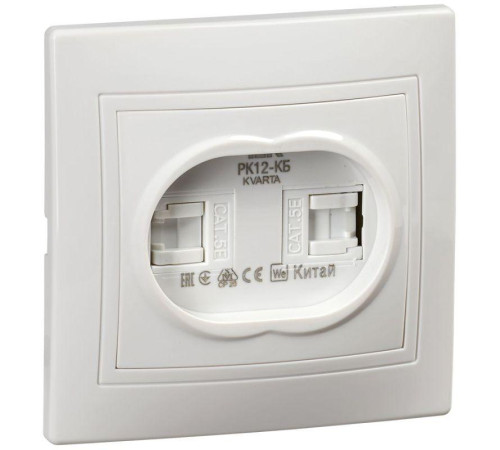 Розетка компьютерная 2-м СП Кварта РК12-КБ бел. IEK KV-K20-K01