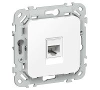 Розетка компьютерная СП FLITE РК6-1-0-ФлБ RJ45 кат.6 UTP механизм бел. IEK FI-K12-2-K01