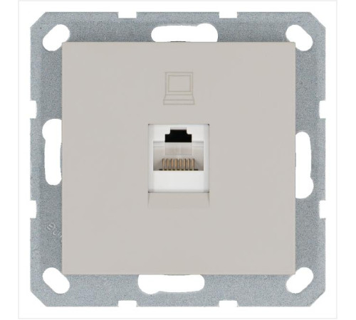 Розетка компьютерная 1-м RJ45 IP20 кат. 5E механизм тауп Jasmart G6105T