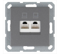Розетка компьютерная 2-м RJ45 IP20 кат. 5E механизм алюм. Jasmart G6106S