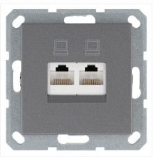 Розетка компьютерная 2-м RJ45 IP20 кат. 5E механизм алюм. Jasmart G6106S