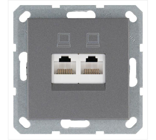 Розетка компьютерная 2-м RJ45 IP20 кат. 5E механизм алюм. Jasmart G6106S