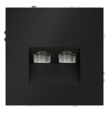 Розетка компьютерная 2-м СП S70 RJ45 + RJ45 кат.6 механизм черн. матов. Voltum VLS060208