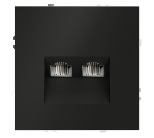 Розетка компьютерная 2-м СП S70 RJ45 + RJ45 кат.6 механизм черн. матов. Voltum VLS060208
