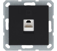 Розетка компьютерная 1-м RJ45 IP20 кат. 5E механизм черн. матов. soft touch Jasmart G6105PB