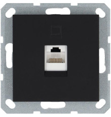 Розетка компьютерная 1-м RJ45 IP20 кат. 5E механизм черн. матов. soft touch Jasmart G6105PB