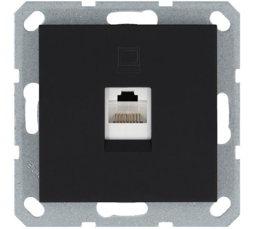 Розетка компьютерная 1-м RJ45 IP20 кат. 5E механизм черн. матов. soft touch Jasmart G6105PB