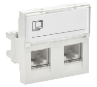 Розетка компьютерная 2мод. 2вх. PRIMER RJ45 кат.6 РКИ-22-00-П-6 бел. IEK PR-KK40D-RI-0-2-2C06U-K01