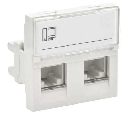 Розетка компьютерная 2мод. 2вх. PRIMER RJ45 кат.6 РКИ-22-00-П-6 бел. IEK PR-KK40D-RI-0-2-2C06U-K01