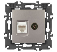 Розетка ЭРА Elegance 14-3110-16 RJ45+TV титан Эра Б0065768