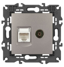 Розетка ЭРА Elegance 14-3110-16 RJ45+TV титан Эра Б0065768